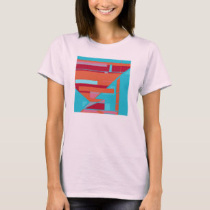 Burgunderrote Türkis inspirierte MCM-Kunst abstrak T-Shirt