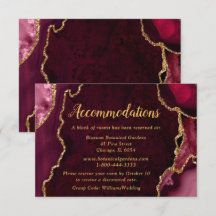 Burgunderrote und goldene Achat-Hochzeitsunterkünf