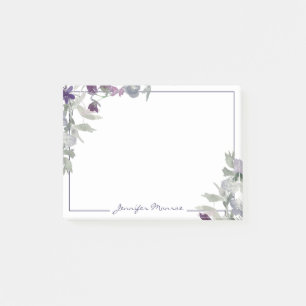 Burgunderrote und violette Wasserfarben-Blumen per Post-it Klebezettel