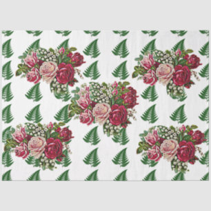Burgunderrote Wilde Rosen Florale Landhochzeit Seidenpapier