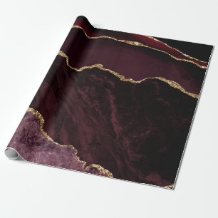 Burgunderroter Achat-imitierter Goldglitter Geschenkpapier