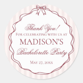 Burgunderroter Junggesellinnen-Abschied Party-Ring Runder Aufkleber