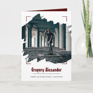 Burgunderroter Kantiger Abstrakter Pinselstrich Fo Einladung