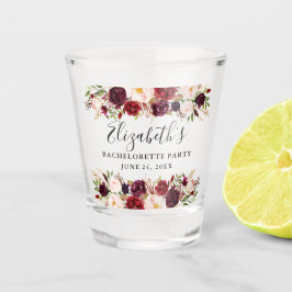 Burgunderwatercolor-BlumenJunggeselinnen-Abschied Schnapsglas