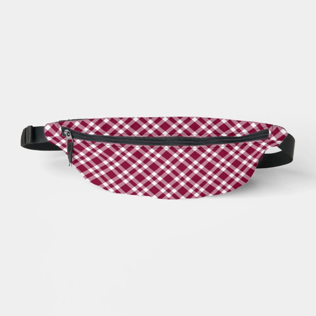 Burgunderweißes Karomuster Bauchtasche (Vorderseite)
