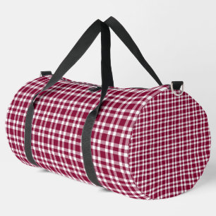 Burgunderweißes Karomuster groß Duffle Bag