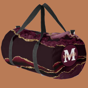 Burgundi Gold Glitzer Agate Large Duffel Bag Duffle Bag