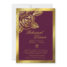 Burgundi Goldfoil Vintage Rose Probe Abendessen