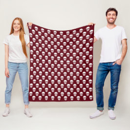 Burgundrot mit weißem Skulpturenmuster Halloween Fleecedecke