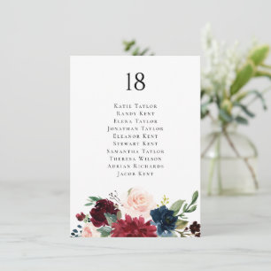 Burgundrote und marineblaue botanische Hochzeits-S