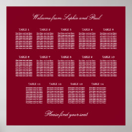 Burgundy 14 Tabelle Hochzeitsdiagramm Poster