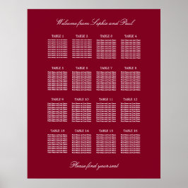 Burgundy 16 Tabelle Hochzeitsdiagramm Poster