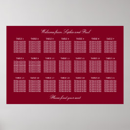 Burgundy 21 Tabelle Hochzeitsdiagramm Poster