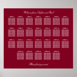 Burgundy 26 Tabelle Hochzeitsdiagramm Poster