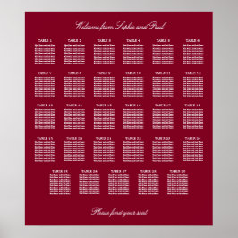 Burgundy 29 Tabelle Hochzeitsdiagramm Poster