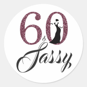 Burgundy 60 und Sassy   Typografie 60. Geburtstag Runder Aufkleber