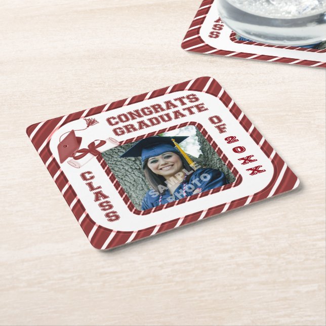 Burgundy Abschluss Graduate School Party Untersetz Rechteckiger Pappuntersetzer (angewinkelt)