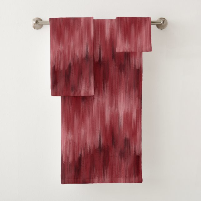 Burgundy Abstrakt Brushed Waves Badhandtuch Set (Insitu)