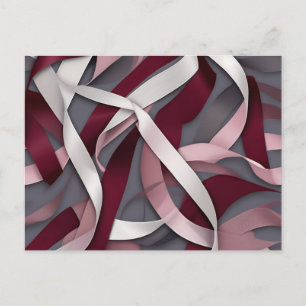Burgundy Abstrakt Ribbon Postkarte