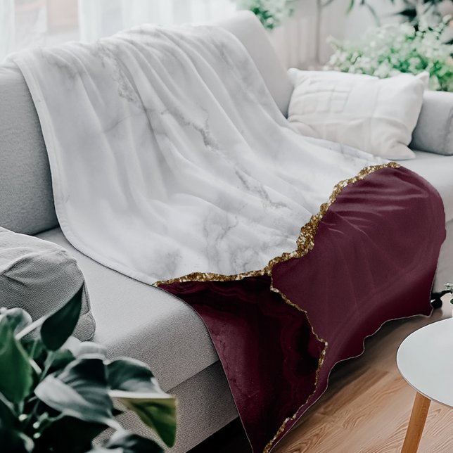 Burgundy Agate Gold Glitzer Fleecedecke (Von Creator hochgeladen)