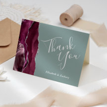 Burgundy Agate Sage Green Wedding Vielen Dank