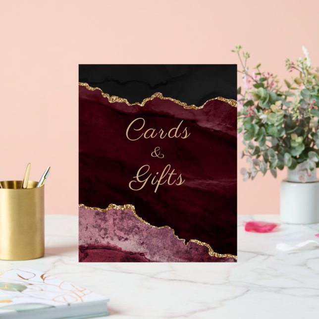 Burgundy Agate Wedding Cards Geschenke Acrylschild (Hochzeit)