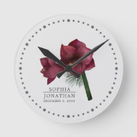 Burgundy Amaryllis Floral Bride Groom Keepake
