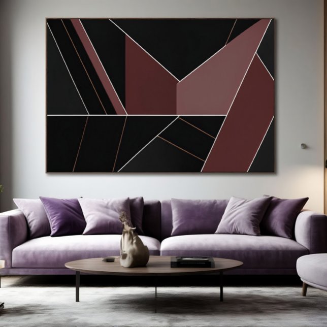 Burgundy and Black Abstract Geometry Poster (Von Creator hochgeladen)