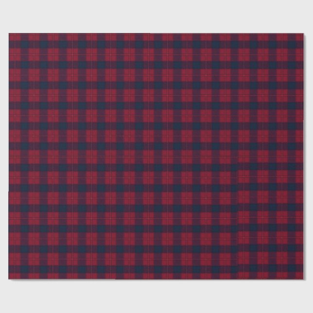 Burgundy and Blue Plaid Holiday Wrapping Paper Geschenkpapier (Flach)