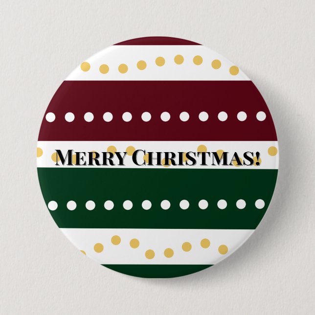 Burgundy and Emerald Golden Polka Dots Christmas  Button (Vorderseite)