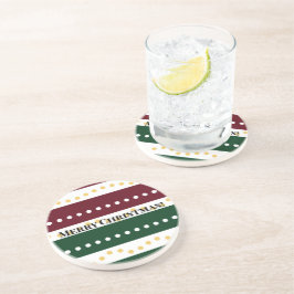 Burgundy and Emerald Golden Polka Dots Christmas  Getränkeuntersetzer