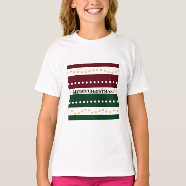 Burgundy and Emerald Golden Polka Dots Christmas  T-Shirt (Vorderseite)