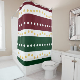 Burgundy and Emerald Stripes Polka Dots Christmas  Duschvorhang
