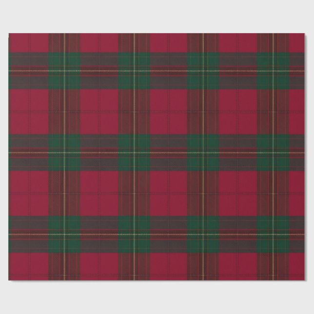 Burgundy and Green Plaid Tartan Wrapping Paper Geschenkpapier (Flach)