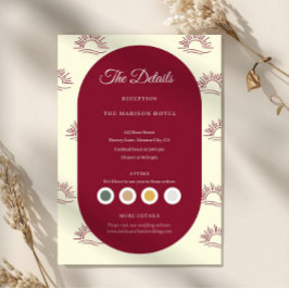 Burgundy and Ivory Arch  Wedding Details Card Begleitkarte