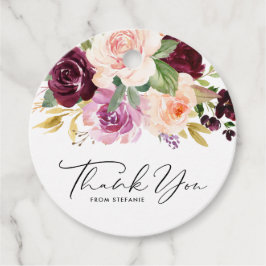 Burgundy and Peach Blume Kinderdusche Vielen Dank Geschenkanhänger