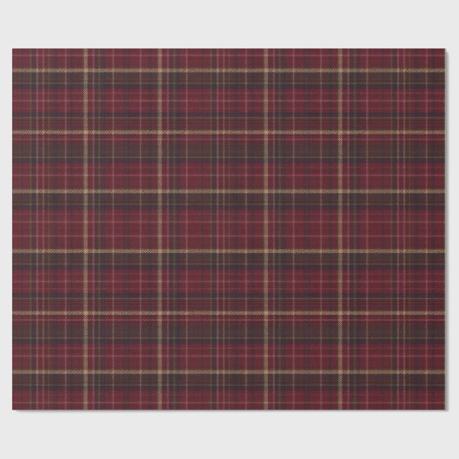 Burgundy and Tan Plaid Tartan Wrapping Paper  Geschenkpapier (Flach)