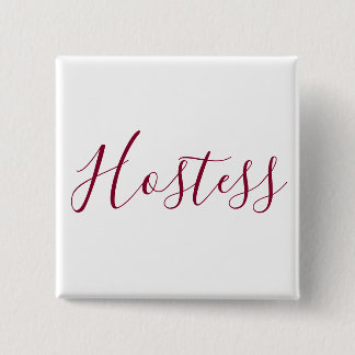 Burgundy and White Hostess Button