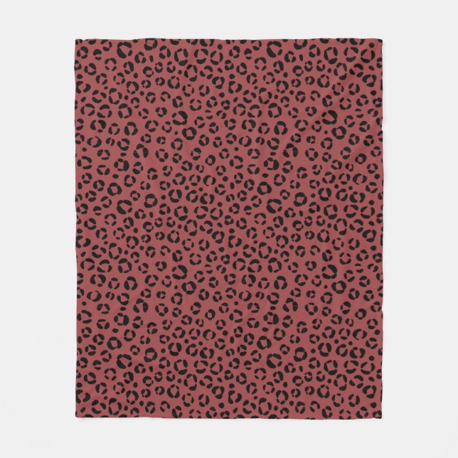 Burgundy Animal Print Fleecedecke (Vorderseite)