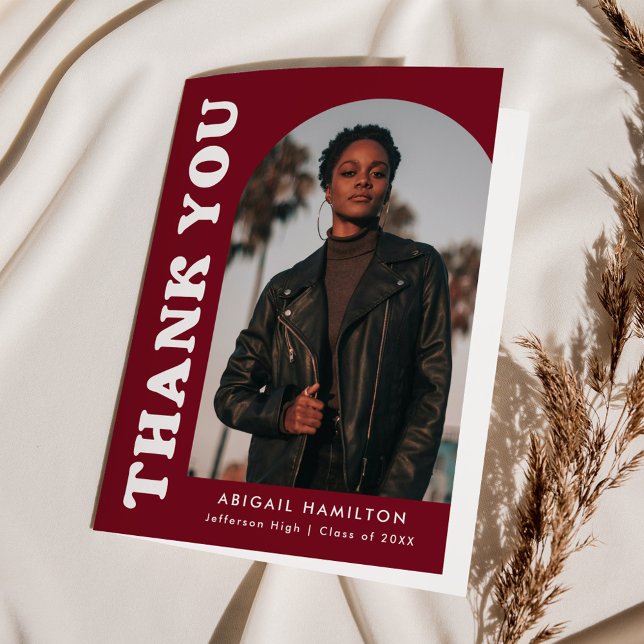 Burgundy Arch 4 Foto Abschluss aufsetzen Dankeskarte (Von Creator hochgeladen)