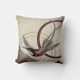 Burgundy Artistic Abstrakt Hummingbird Kissen