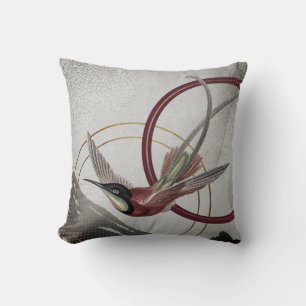 Burgundy Artistic Hummingbird Kissen