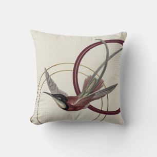 Burgundy Artistic Hummingbird Throw Kissen