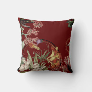 Burgundy Artistic Tiger Lily Floral Design Kissen