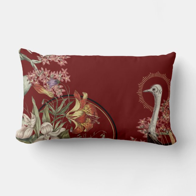 Burgundy Artistic Tiger Lily Floral Design Lendenkissen (Vorderseite)