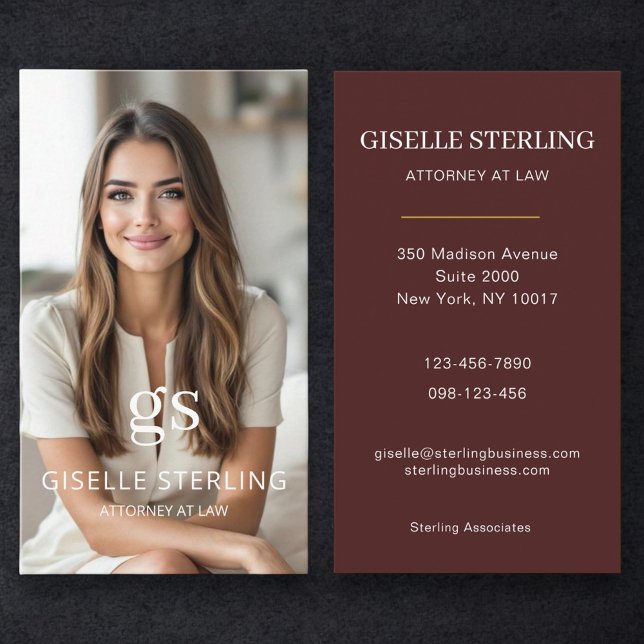 Burgundy Attorney at Law Photo Professional  Visitenkarte (Von Creator hochgeladen)