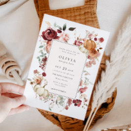 Burgundy Autumn Pumpkin Baby Shower Einladung