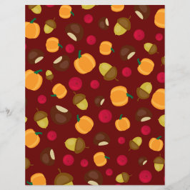 Burgundy Autumn Pumpkin Berries Scrapbook Paper