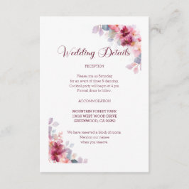 Burgundy Autumn Watercolor Floral Wedding Begleitkarte