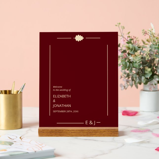 Burgundy Autumn Wedding Acrylschild (Hochzeit)